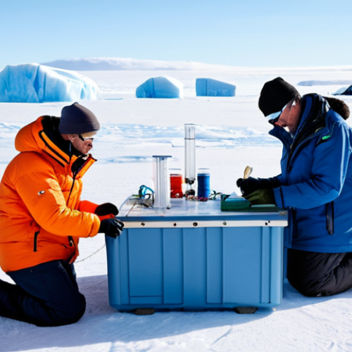 Home 18 **
"Scientists in fully clothed, professional Arctic gear examining ice core samples at a research station in Antarctica. The station is modern and well-equipped, with visible scientific instruments. Icy landscape visible in the background, safe for work, appropriate content, perfect anatomy, natural proportions, family-friendly, high quality, professional photography."
**