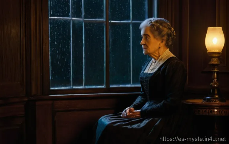 타이타닉 생존자의 의문사 - **Prompt:** A solemn, elderly woman, a survivor of the Titanic, sits alone in a dimly lit Victorian-...