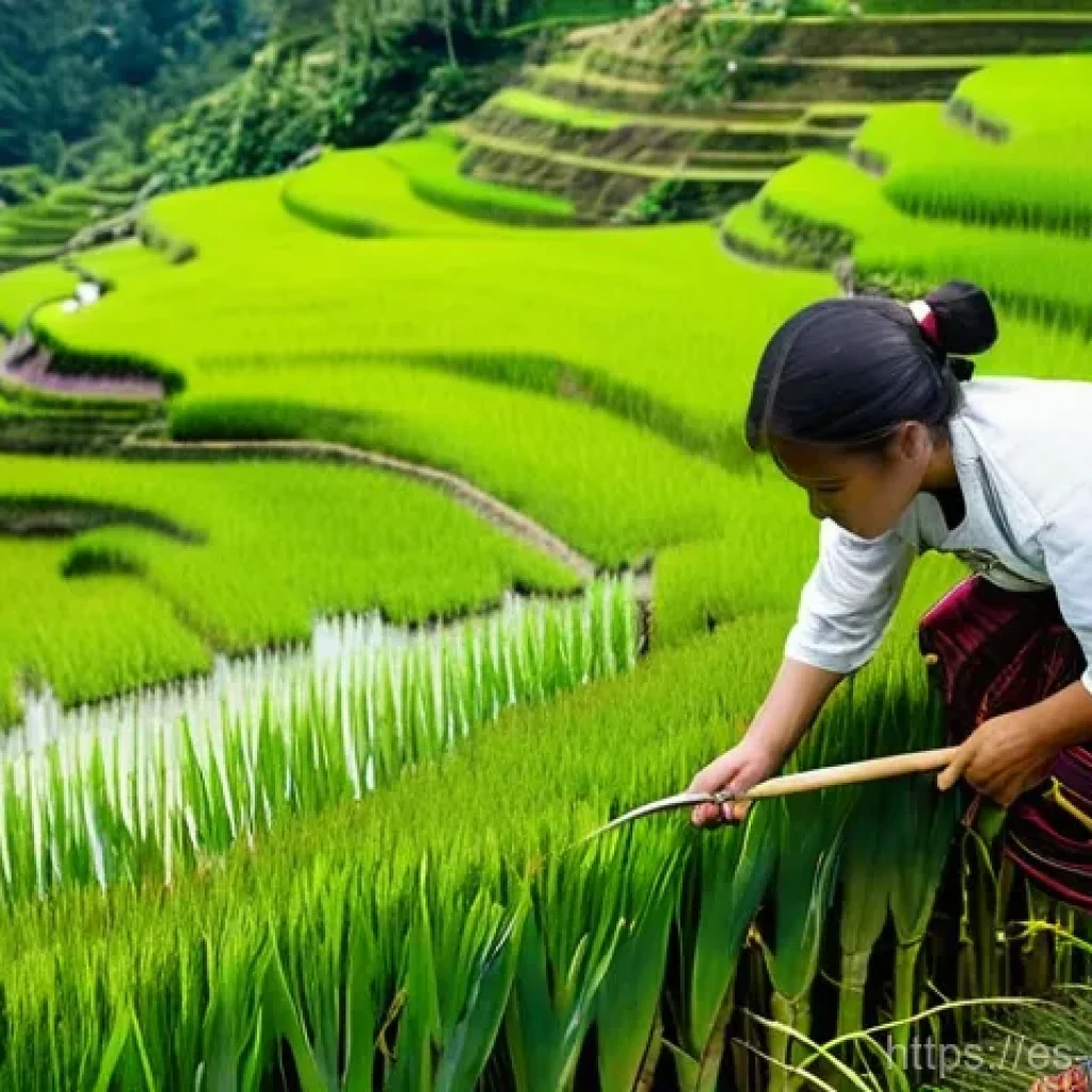 필리핀 바나우에 계단식 논의 전설 - **Prompt:** "A breathtaking panoramic shot of the Banaue Rice Terraces, sprawling across majestic Ph...