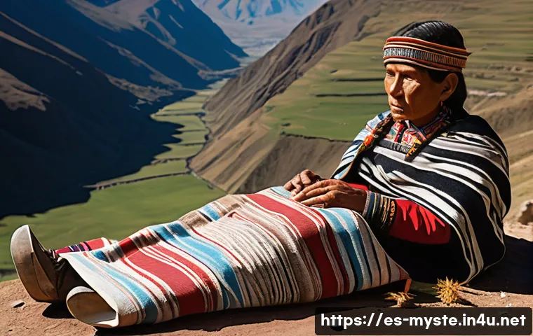 페루 잉카 미라 실종 사건 - A detailed and respectful depiction of an Inca mummy preserved in traditional fine textiles, careful...