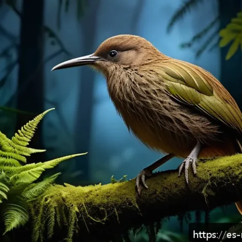 Home 30 뉴질랜드 키위 미스터리 - A realistic, detailed scene of a native New Zealand kiwi bird in its natural forest habitat at night...